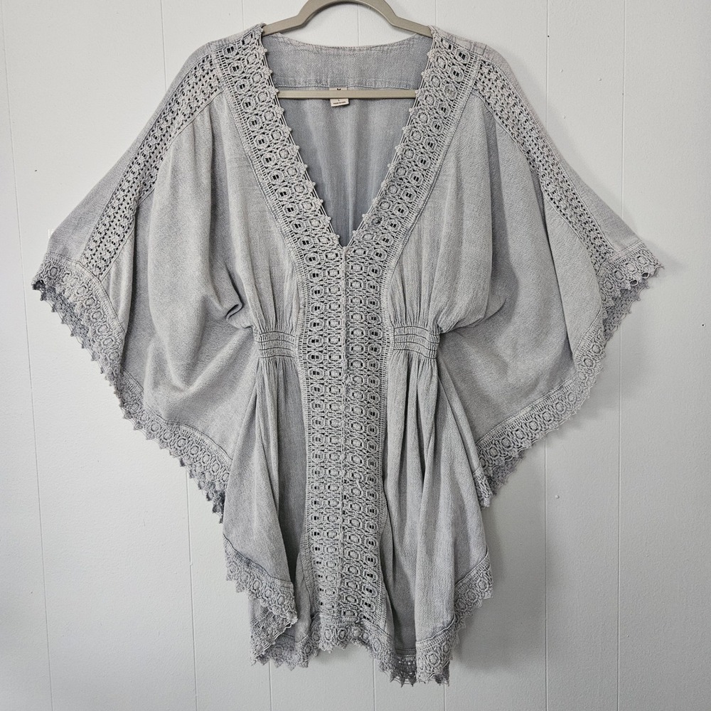 Crochet Tunic Beach Cover Up Women‎ L Boho Kaftan Cotton